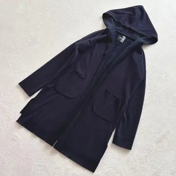 Alma Design 무스탕풍 보아 안감 가운 롱 가디건 네이비