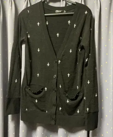 y2k 크로스 자수 니트 가디건 L 고스 펑크 락