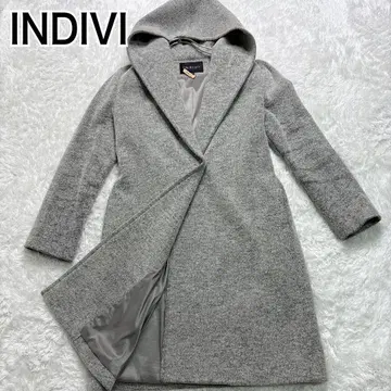 INDVI 후드 울 코트 그레이 미들 기장 사이즈 38 / M 사이즈