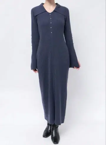 주말 한정 가격 LAGUNAMOON 빅 칼라 메탈 버튼 니트 원피스