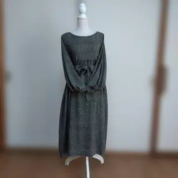 기모노 리메이크 하이웨스트 개더 퍼프 소매 롱 원피스 리본 포함