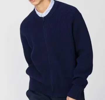 크루넥 풀 집업 가디건 네이비 유니클로 UNIQLO M