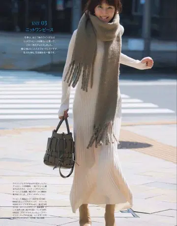 잡지 게재 개럴개런트 22AW 니트 플레어 원피스 베이지