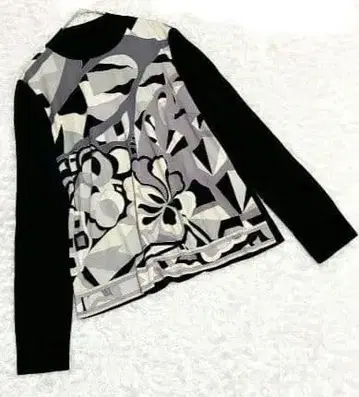 LEONARD 레오나르 기하학 플라워 프린트 니트 튜닉
