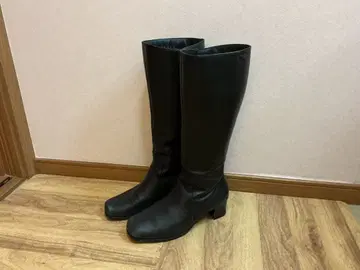블랙 롱 부츠 낮은 힐
