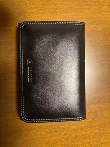 블랙 가죽 미니 지갑 단추식