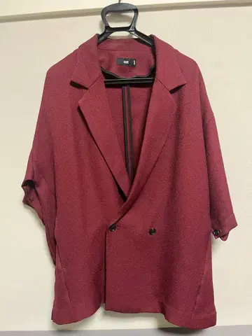 버건디 반팔 테일러드 자켓