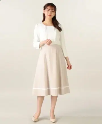 택 포함 새상품 레스 빠세 바이컬러 원피스 베이지