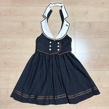 Amavel 네이비 스트라이프 점프 스커트