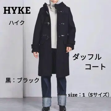 HYKE [하이크] 멜톤 더플 코트 롱 코트 토글 블랙 1 S 새상품급