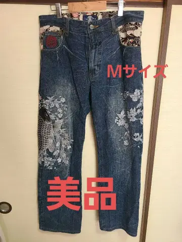 호텐 자수 인디고 데님 팬츠 남성용 M 사이즈