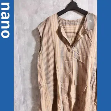 나노 유니버스 스트라이프 패턴 슬리브리스 원피스 셔츠 원피스