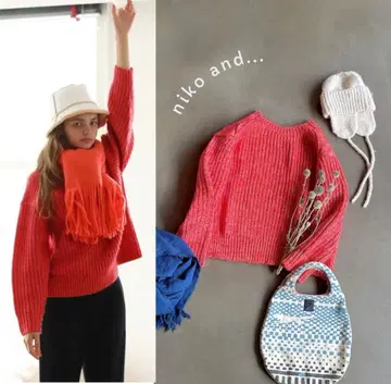 니코앤드* 믹스 컬러 긴팔 니트 풀오버 L 사이즈 울 혼방