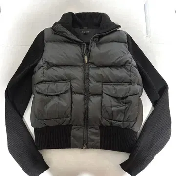 theory 블랙 다운 자켓 사이즈 2 리브 니트 콤비 다운