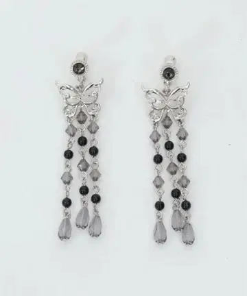 차이나 나비 모티브 귀찌 실버 블랙 엑시즈팜