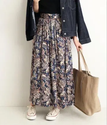 오리엔탈 프린트 볼륨 스커트