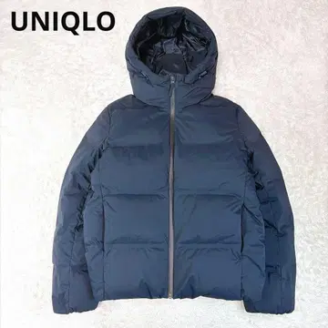 새상품급 유니클로 심리스 다운 후드티 네이비 L