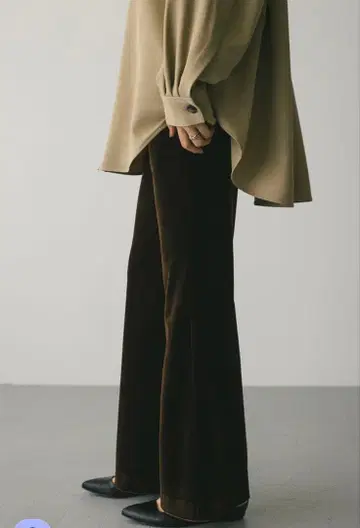 STYLEMIXER 벨로아 플레어 팬츠 브라운 S