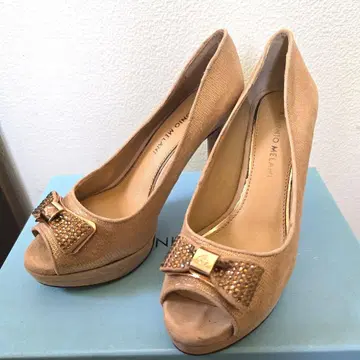 [ANTONIO MELANI] 핑크 베이지 오픈토 하이힐