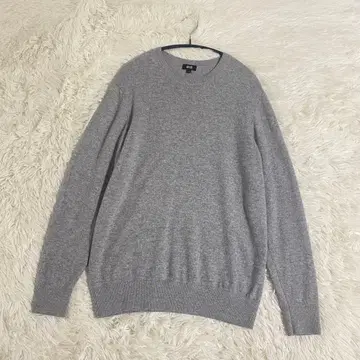 새상품급 유니클로 캐시미어 100% 니트 스웨터 L 라이트 그레이 남성용