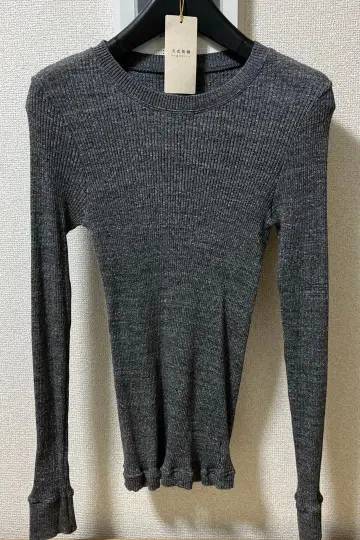 천의무봉 코튼 리브 크루넥 N 오가닉 코튼 긴팔 그레이