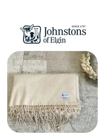 존스톤즈 캐시미어 100% 대형 머플러 부드러운 크림 컬러