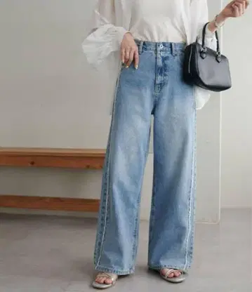 미사용 Discoat US 코튼 데님 프린지 스트레이트 팬츠 M 사이즈