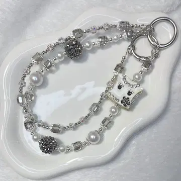 럭셔리 백 참 화이트 블랙 어른 반짝이 스트랩