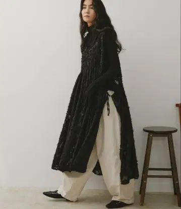 페더 사이드 리본 베스트 원피스