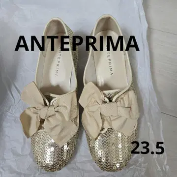 ANTERIMA 골드 플랫슈즈 리본 포함