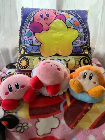 커비 봉제 인형 3개 & 쿠션 세트