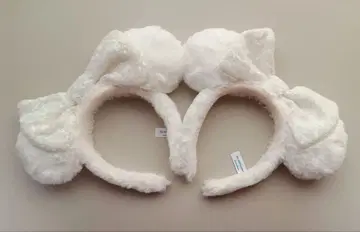 당일 발송 디즈니 미니 퍼 머리띠 스팽글 리본 화이트