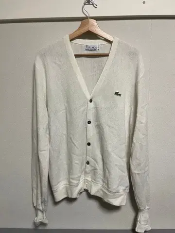 Lacoste 아이보리 V넥 가디건