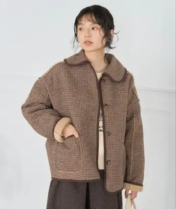 FREAK'S STORE 카라 부착 리버서블 체크 보아 자켓