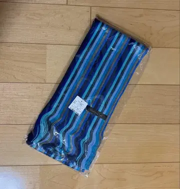 미사용 KNITTING INN 스트라이프 머플러 마츠이 니트 기켄 블루