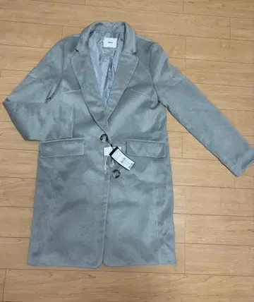 그레이 체스터 코트 스웨이드풍