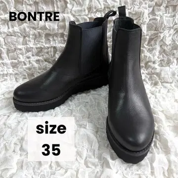 BONTRE 보트레 통굽 사이드 고어 부츠 블랙 천연 가죽 22.5