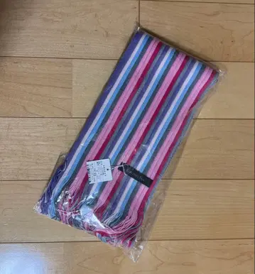 미사용 Knitting Inn 스트라이프 머플러 마츠이 니트 기켄 핑크