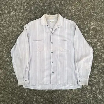 60s DaVinci 레이온 개버딘 셔츠 스트라이프 15-15 1/2