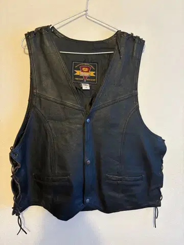 블랙 가죽 베스트 vintage