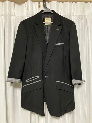 MORGAN 블랙 스트라이프 하운드투스 자켓 LL