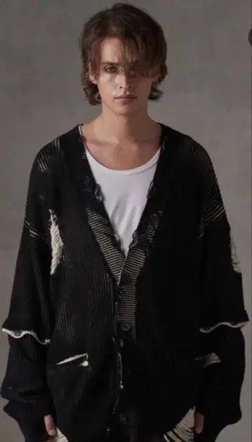 GRANCY 데미지 가공 가디건 L