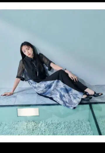 시어 배색 원피스 HARE 하레 그린 블랙