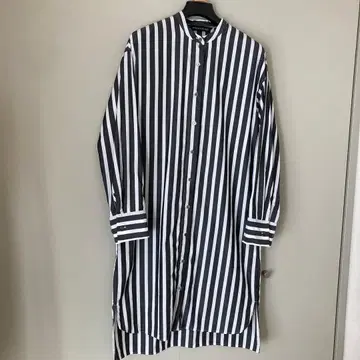 미즈이로 인드 스트라이프 롱 셔츠 원피스 면 코튼 100%
