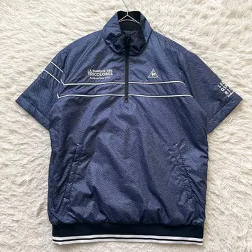 르꼬끄 스포르티브 자수 반팔 나일론 웨어 워셔블 하프 지퍼