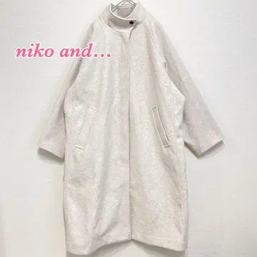 니코앤드/롱 코트/스탠드 카라/코튼풍/F 사이즈/깔끔한