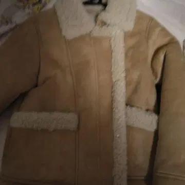 베이지 플리스 보아 자켓