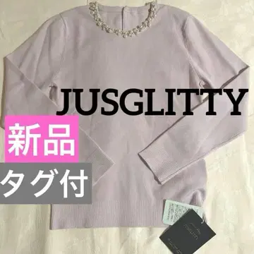 저스길리티*택 포함 새상품 펄 카라 긴팔 니트 핑크