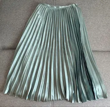 BEAUTY&YOUTH 민트 그린 매트 새틴 플리츠 맥시 스커트 S