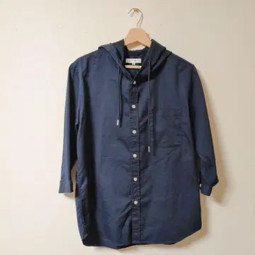 새상품급 THE SHOP TK 네이비 후드 부착 긴팔 셔츠 [ M ]